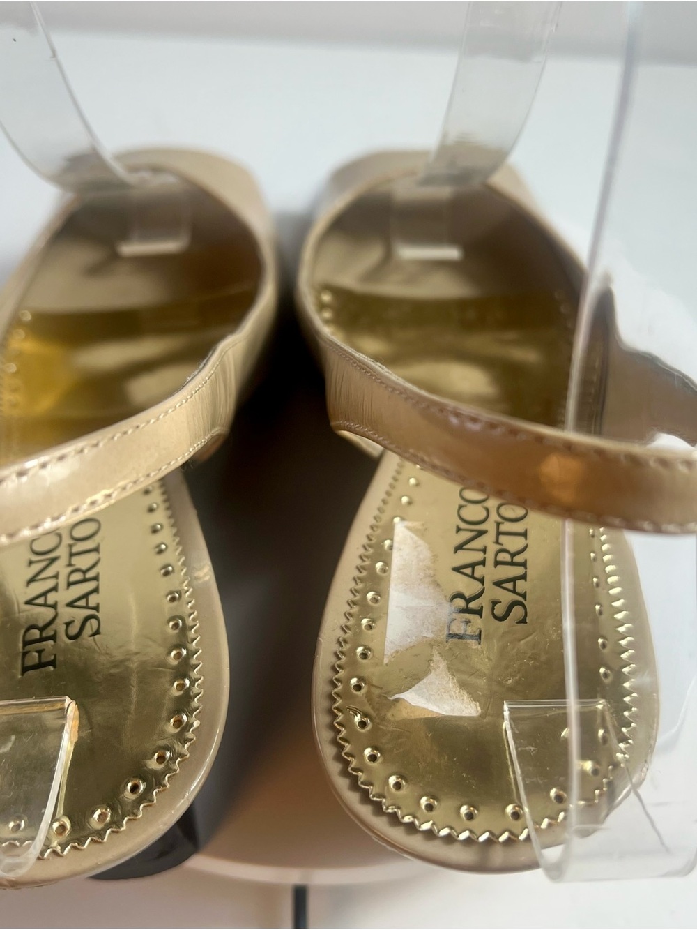 Franco Sarto Nude Patent Peep-Toe Slingback Wedge - Picture 7 of 7